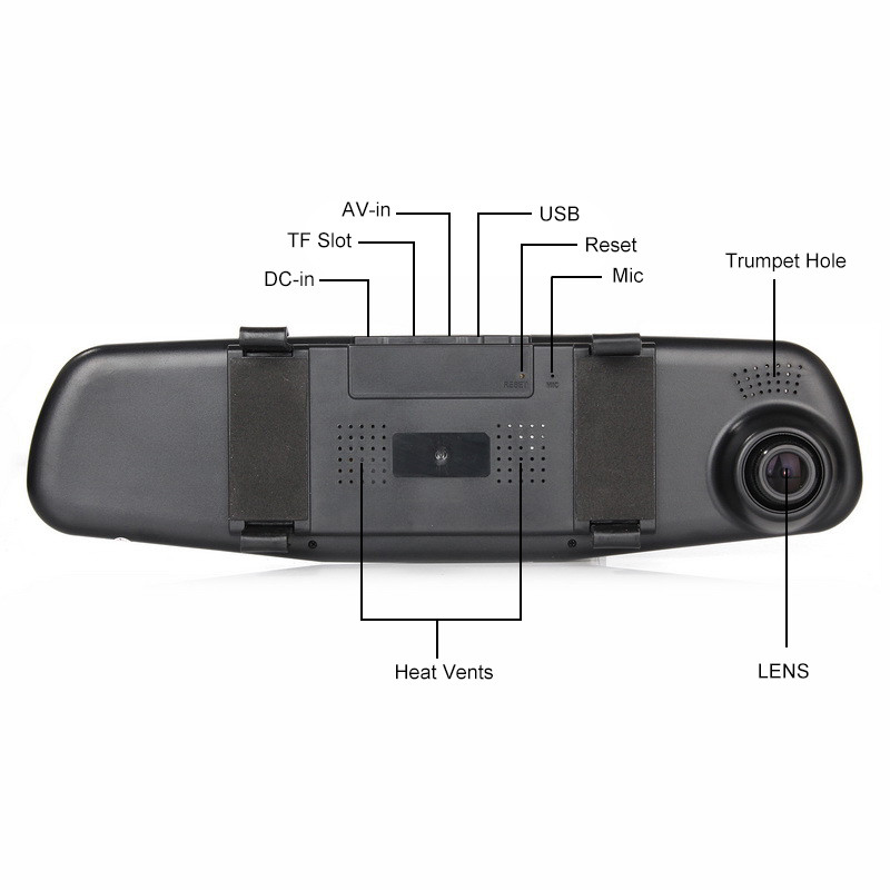 4.3" LCD Multi Camera Motion Activated Dashcam DVR FHD 1080p Dual Lens