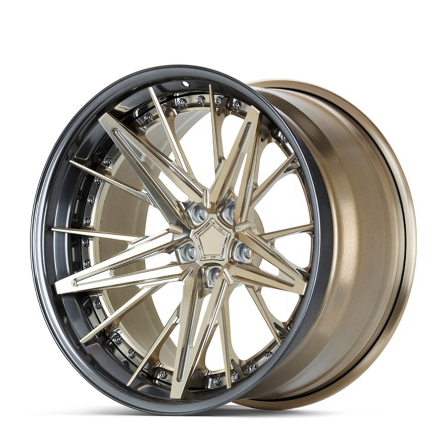 Customized 2 piece super deep dish concave brushed bronze polished wheel rim for sale