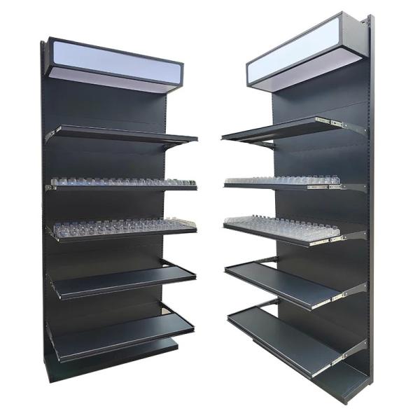 Buy cheap product display shelves shop shelves black display racks from wholesalers