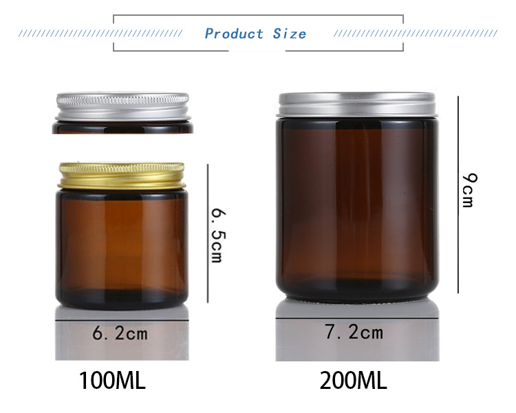High Quality 2oz 4oz 8oz 16oz 32oz Round Amber Glass Packing Jar with Wooden Lids