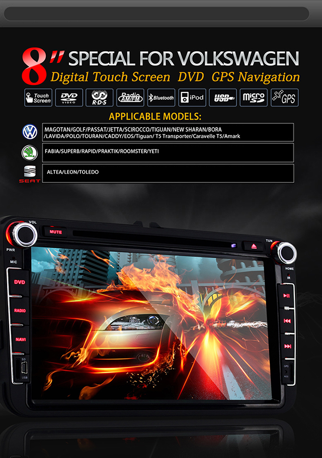 Ouchuangbo Android 4.2 DVD Stereo Radio Player for Volkswagen Caddy /Golf /MK5 /Golf Plus GPS 3G Wifi USB TV OCB-8814B