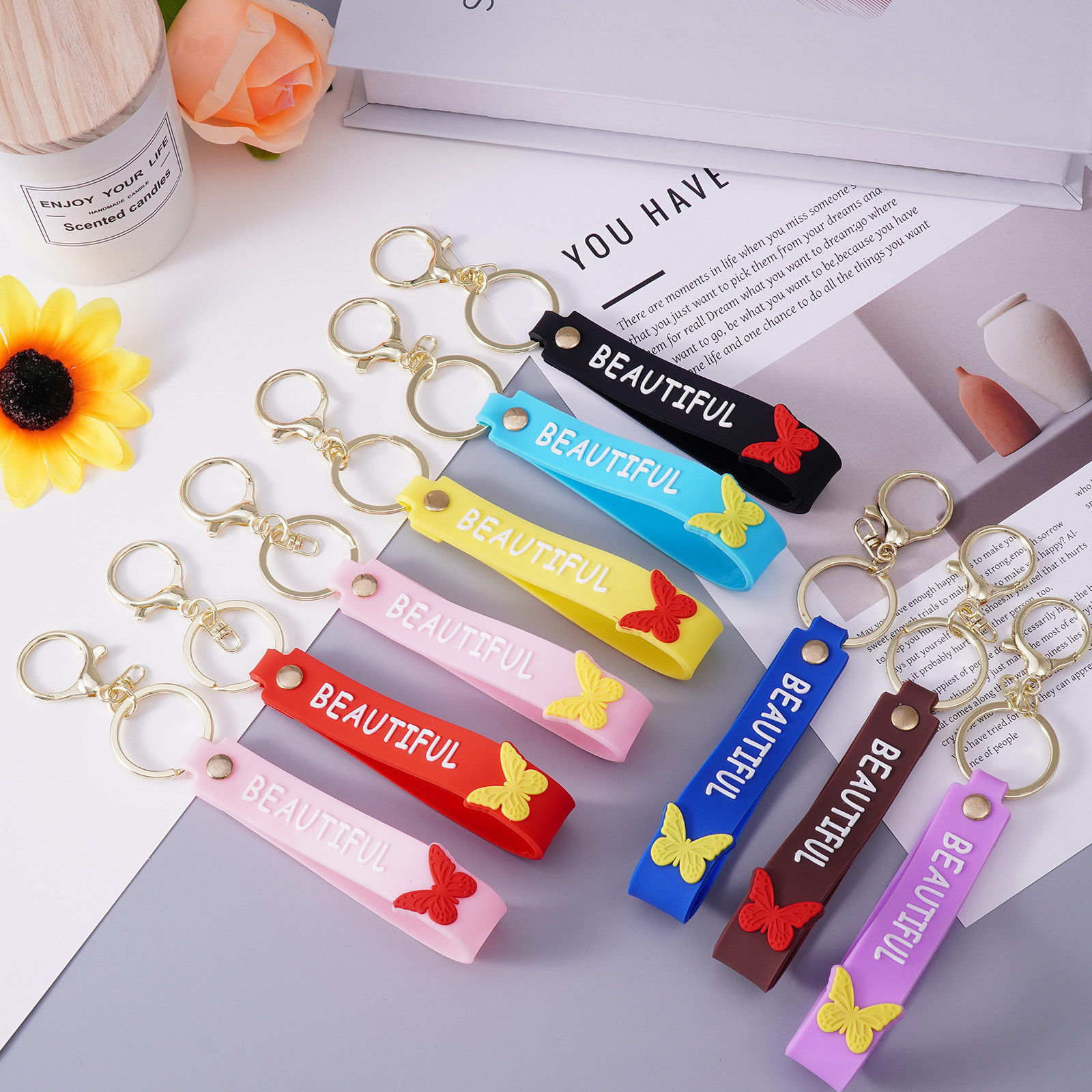 Silicone Bangle Key Ring Bracelet Keychain Holder For Women Girls Wristlet Round Keyring