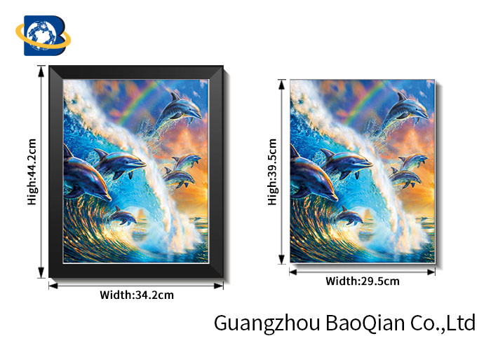 3D Wall Poster Lenticular Flip Animal Jumping Dolphins Photo / Picture Framed