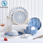 Wide Rim Craftsman White Porcelain Dinnerware Set Stackable For Banquet