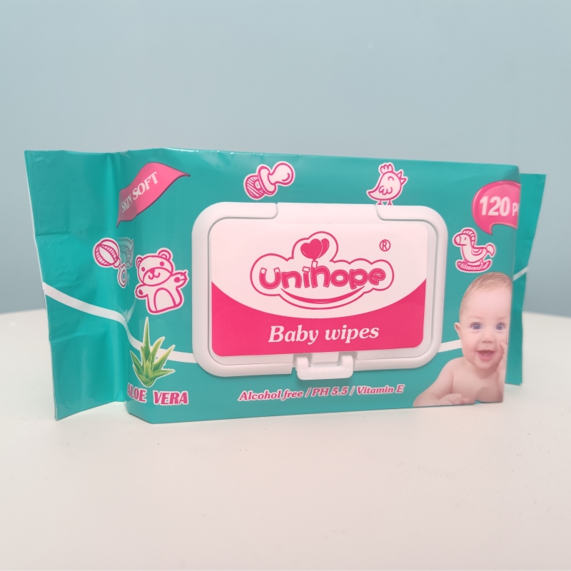 120pcs/bag OEM Spunlace Nonwoven Baby Wet Wipes for Sensitive Skin by Household Bran