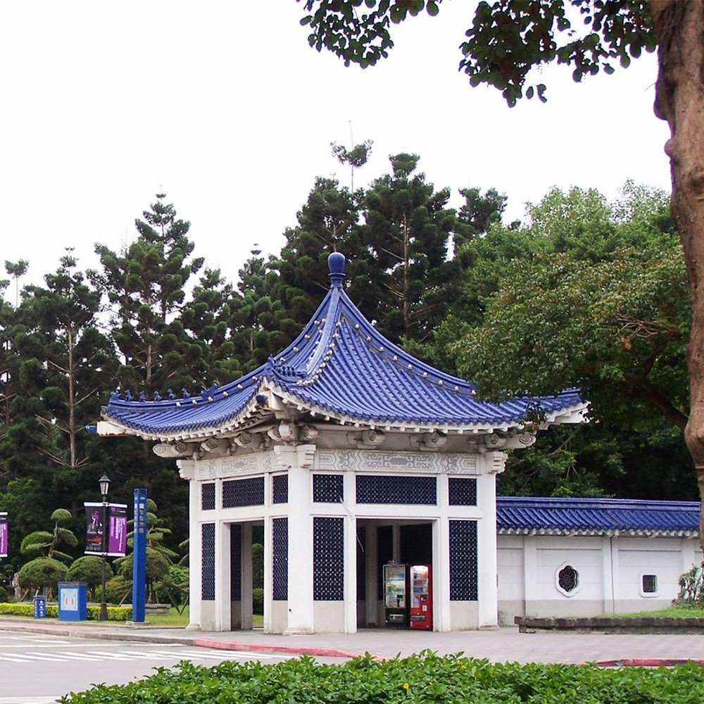 Traditional Chinese style blue glazed cemetery roof tiles