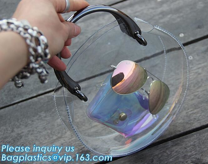 women tote bag transparent pvc handbag, PVC Vinyl Beach Tote Bags Handbag With Handle, handbag tote bag with inner draws
