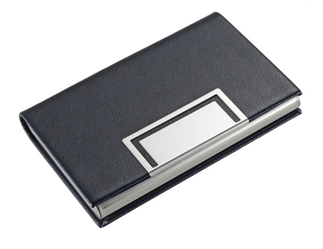 Luxury PU Leather Magnetic Name Card Holder Debossing Logo Metal Card Case Wallet