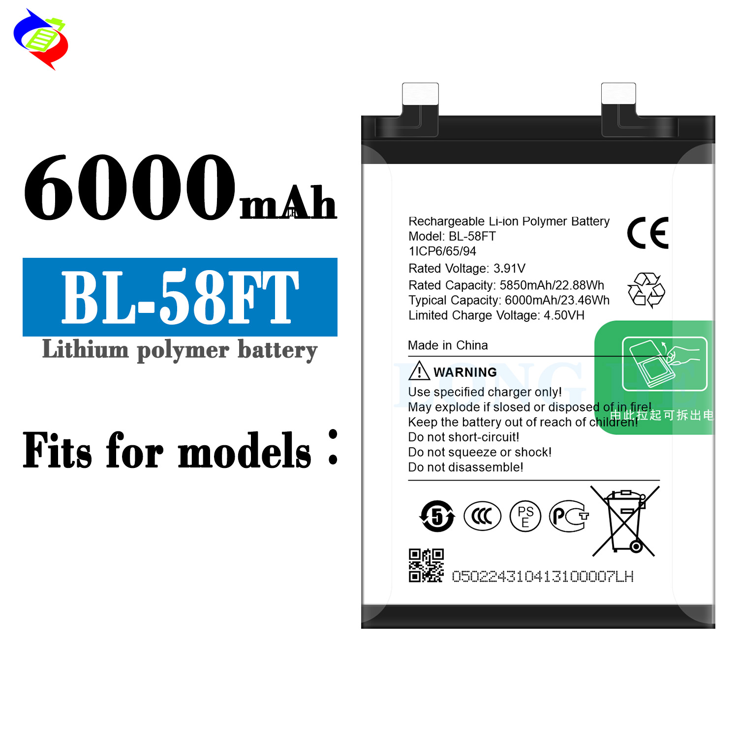 BL-58FT 3.91V 6000mAh Mobile Phone Battery For Tecno Original Lithium-ion Batteries