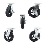 250kg Capacity Rubber Heavy Duty Casters 200mm Diameter