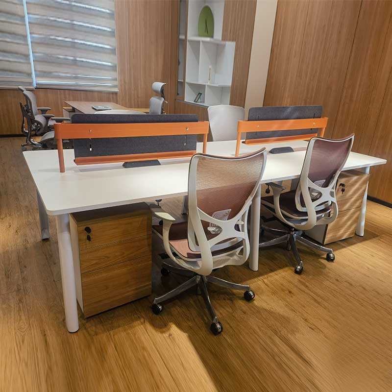 White Modular 4 6 Seater People Desk Open Staff Workstations For Office Furniture