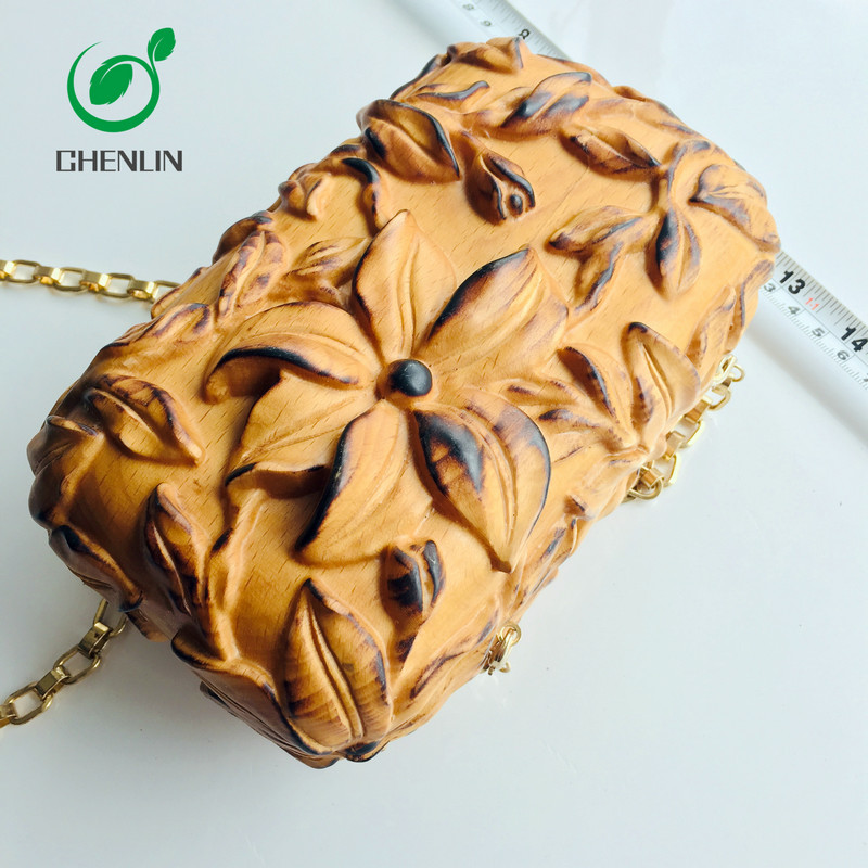 OEM ODM Women Wooden Clutch Bag Multicolor Natural Surface