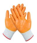 7Ga Orange Latex Work Gloves Cotton Yarn Dipped Rubber Coated Glove