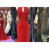 Buy cheap Luxury Red Mermaid Style Prom Dress Beading Hanging Neck Back Hollow Fishtail from wholesalers
