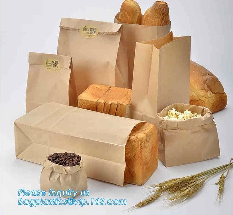 Eco friendly for bread packing paper bags with logo,Food packaging bag disposable kraft paper dried fruit bread bag with