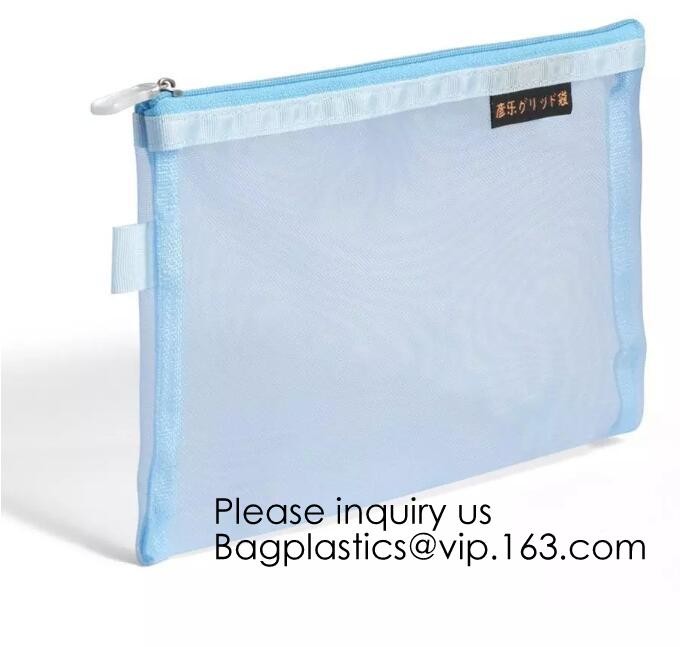 Travel Mesh Makeup Bag See Through Zipper Cosmetic Organizer Pouches Pack of 4 Multicolored, Carry Bag Mesh Makeup Bag M