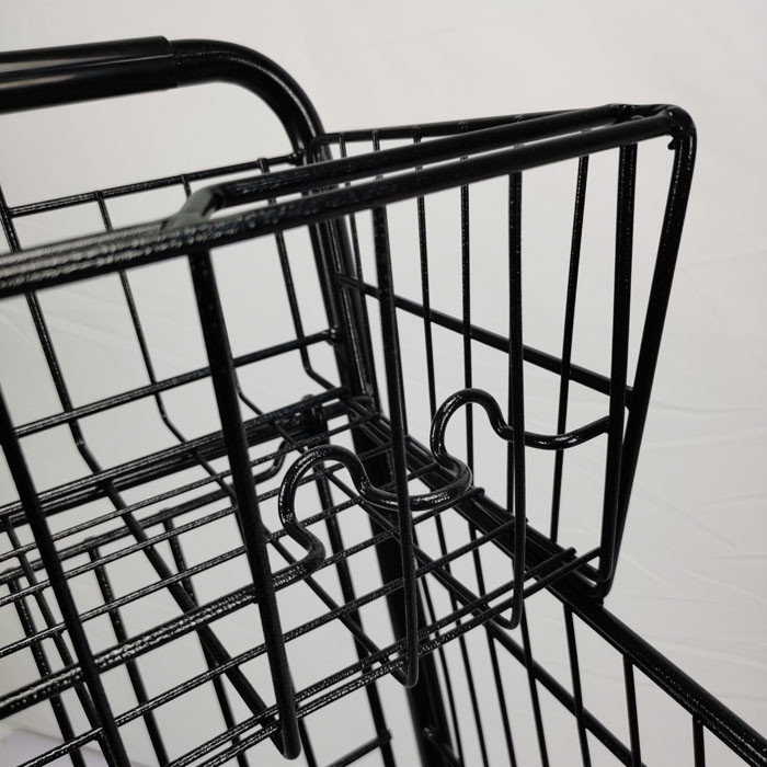 100L Customized Metal Shopping Trolley Flat Basket American Black Shopping Trolley With Cup Holder