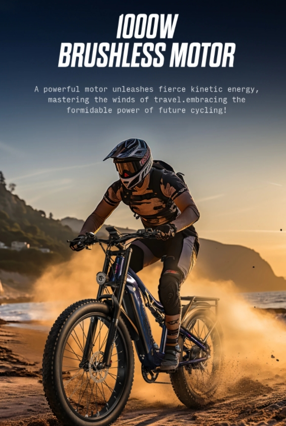 500W Full Suspension Fat Tire Electric Bike With 48V 17.5AH Integrated Battery