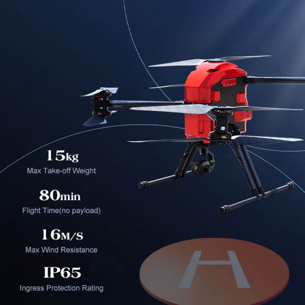 3D Mapping UAV Drone 15kg Take Off Weight 3kg Payload Drone 80minute Flight Time HXN1-R