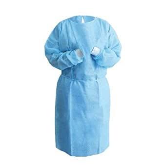 Blue Disposable Isolation Gown , Long Sleeve Disposable Hospital Gowns Light