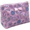 Buy cheap Purple Flower Pattern Large Zipper Makeup Bag Lace Cloth Embroidery OEM from wholesalers