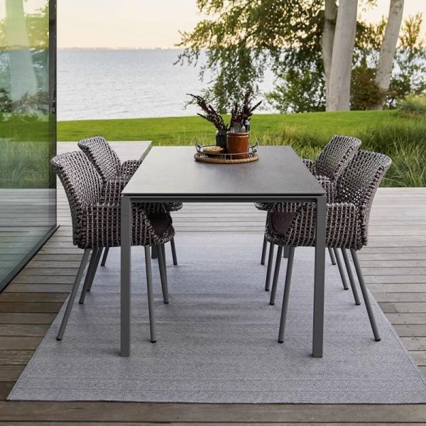 Buy cheap Luxury Aluminum Table And Rattan Chair Sets For High End Outdoor Dining Table Set from wholesalers