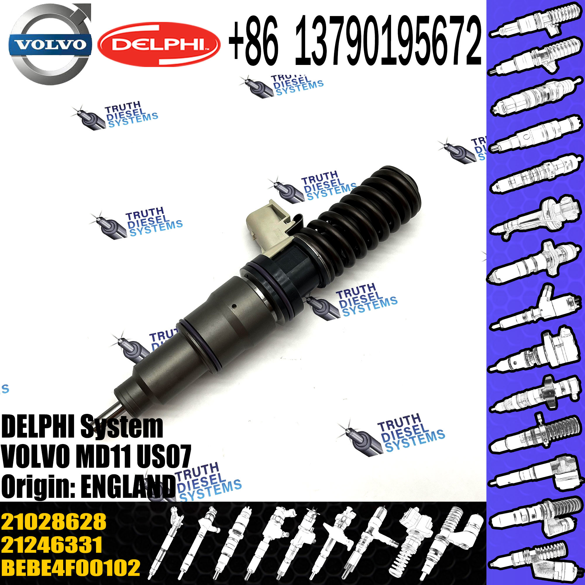 Fuel Injector 21246331 20965224 21028628 21106498 BEBE4F06001 BEBE4F03001 BEBE4F00001 E3.3 for HYUN-DAI H ENGINE