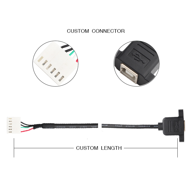 2.54mm Pitch A2542ha-6p Wire Harness Durachill Usb B Cable Panel Mount Assembly