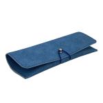 Blue 28mm Oem Logo Leather Glasses Case Portable Durable Soft Sunglasses Pouch