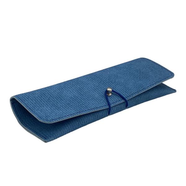 Buy cheap Blue 28mm Oem Logo Leather Glasses Case Portable Durable Soft Sunglasses Pouch Slim from wholesalers