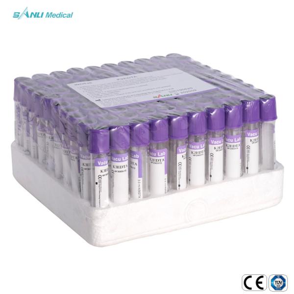 CE ISO Disposable Serum Blood Collection Tube Purple 2ml 3ml 4ml 5ml EDTA K2 K3