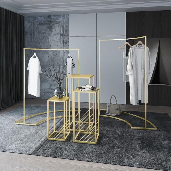 Buy cheap Gold Metal Display Fixture Clothing Modern Clothes Hanging Display Rack Stand from wholesalers