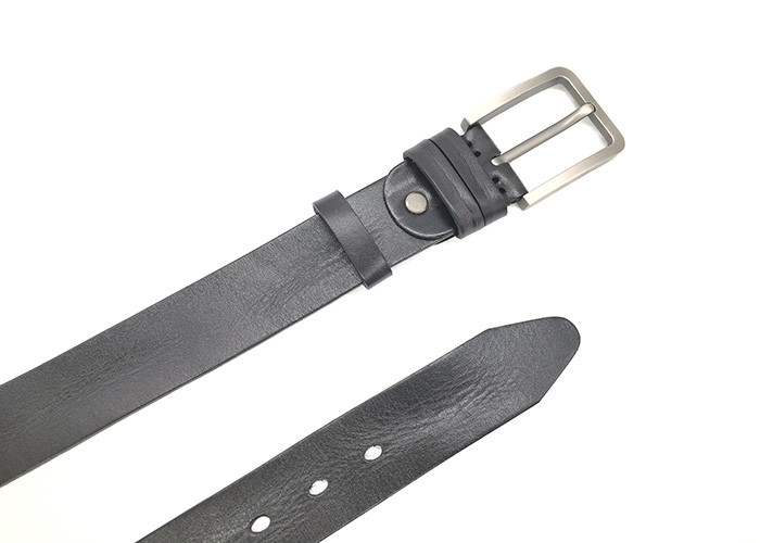 BRACHI Single Prong Buckle Mens Casual Leather Belt / Jeans Black Belt
