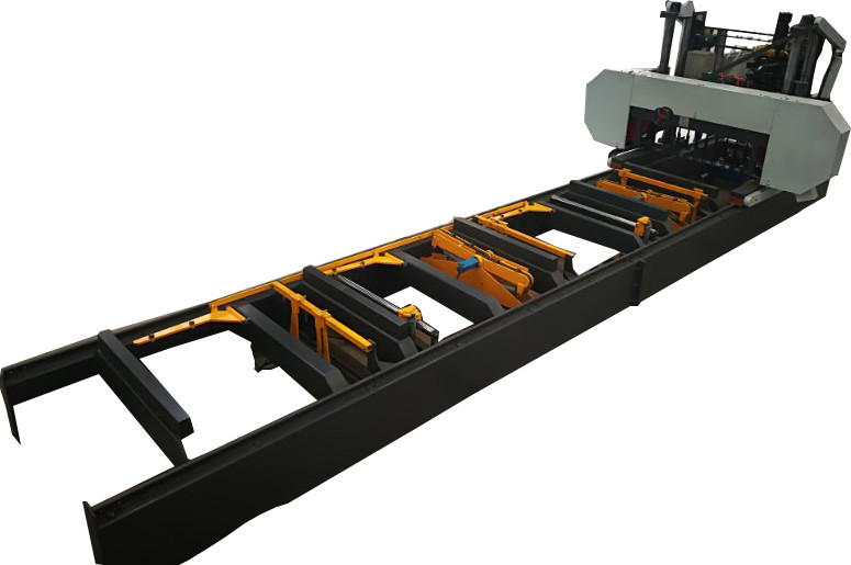 Full Automatic Horizontal Band Saw Mill Machine with log loading arm,hydraulic log rotation