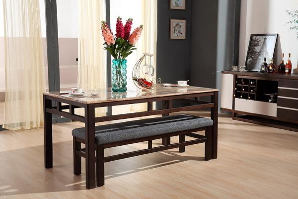 Buy cheap luxury rectangle 1.6m wood dining table with marble top from wholesalers