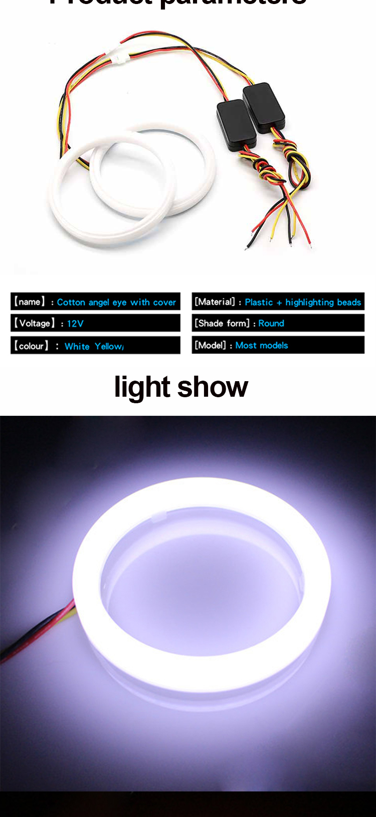 4014 LED Car Ambient Lights 60mm DRL Running Light Dual Color Led Angel Eyes Kit