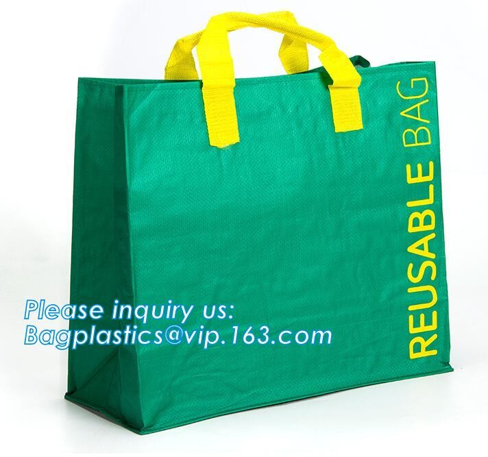 Factory custom recyclable folding laminated pp non woven bag shopping with heat transfer printing non woven fabric carry
