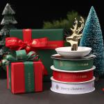 25mm Christmas Ribbon 1 Inch Gift Wrapping Satin Ribbon White Red Green