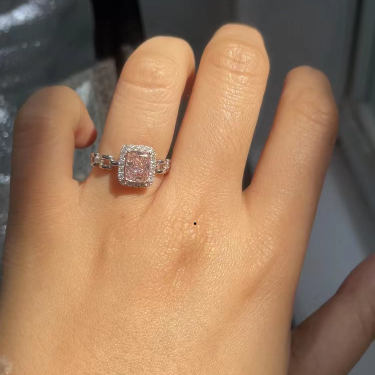 ZKZ Diamonds 1ct Lab Created Pink Diamond Engagement Rings Cushion Cut