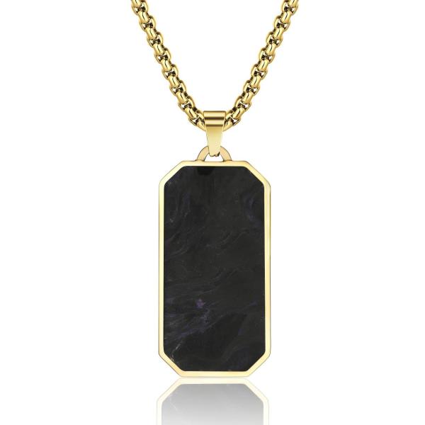 Buy cheap Rectangle Men's Forged Carton Fiber Pendant Cross Stainless Steel Plated 14k Gold Necklace from wholesalers