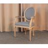 Buy cheap Round back dining chair event wooden frame dining chair with linen fabric antique wooden carved chair from wholesalers