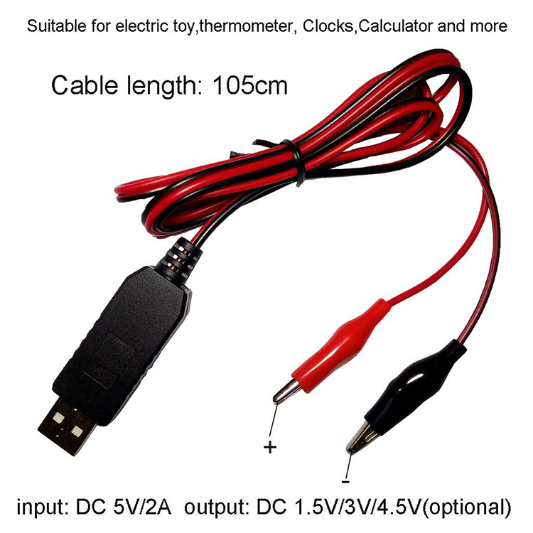 AA AAA Battery Eliminator Repace Battery USB 5v to 1.5v 3v 4.5v Step down Power Charger Cable for LED Light Electric Toy