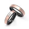 Buy cheap Bright Damascus Steel Ring Polished Rose Gold Couple Rings With Three Diamonds from wholesalers