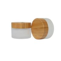 Buy cheap Frosted Glass Cream 50g 15g 30g Bamboo Cosmetic Containers Glass Jar Care Skin product