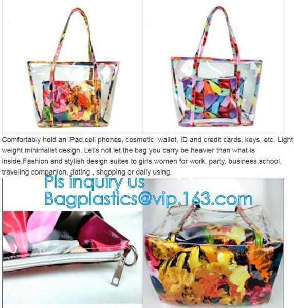 Buy cheap Pvc Customized Women Clear Bag Waterproof Shoulder Bag With Cosmetic, pvc clear beach bags/ pvc shoulder bag factory from wholesalers