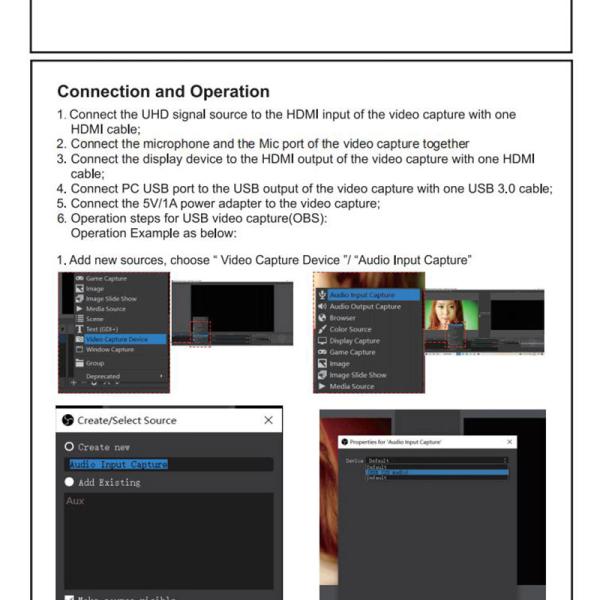 Professional 4K 60Hz HDMI To USB3.0 Video Capture Card With Audio Output And USB 3.0