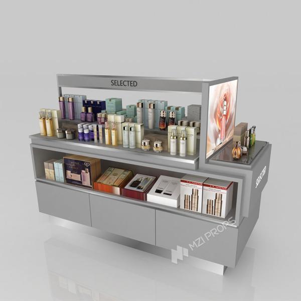 GDR06-CMM04 Skincare Display Stand with 40mm Soft Film Light Box and 5mm Gray