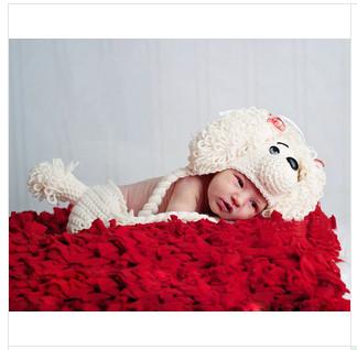 Buy cheap beige cartoon animal dog Baby Photography Prop beanie costume set Animal outfit from wholesalers