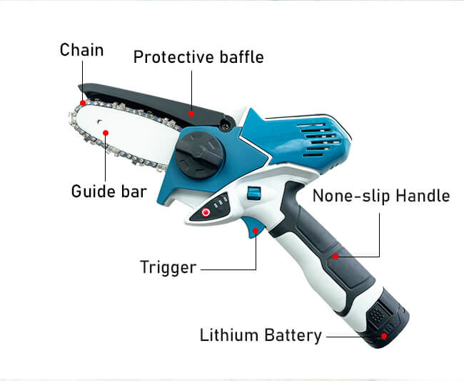 Lithium Battery Brushless Handheld Mini Chainsaw 4 Inch Rechargeable Chainsaw