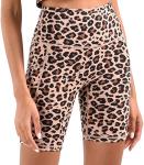 High Waisted Active Yoga Shorts Animal Print Workout Shorts Squat Proof Leopard